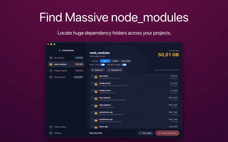 CodeCleaner review of generated files and build artifacts