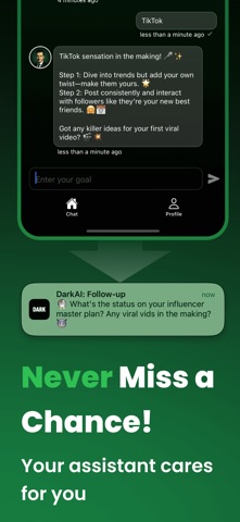 Dark AI personalized growth plan screen