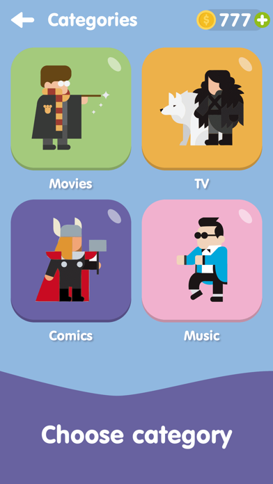 Pop Quizy movie, TV, comics and music quiz categories