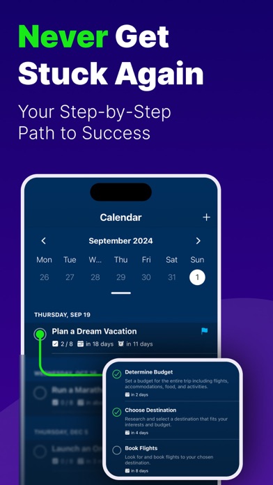 SubTask AI calendar with a task broken into smaller actions