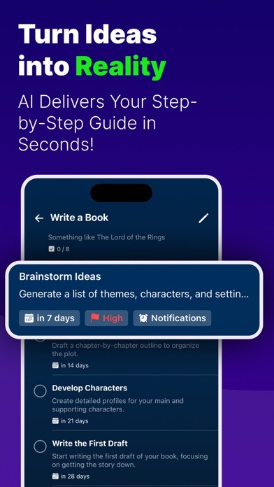 SubTask AI showing an AI-generated step-by-step plan