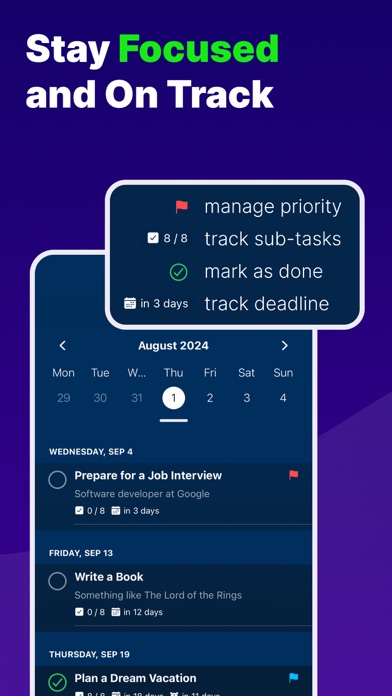 SubTask AI planner showing task progress and priorities
